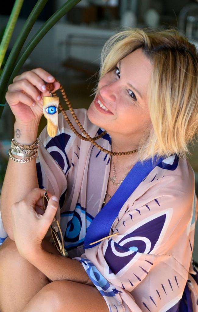 Tahta Mavi Göz Kolye