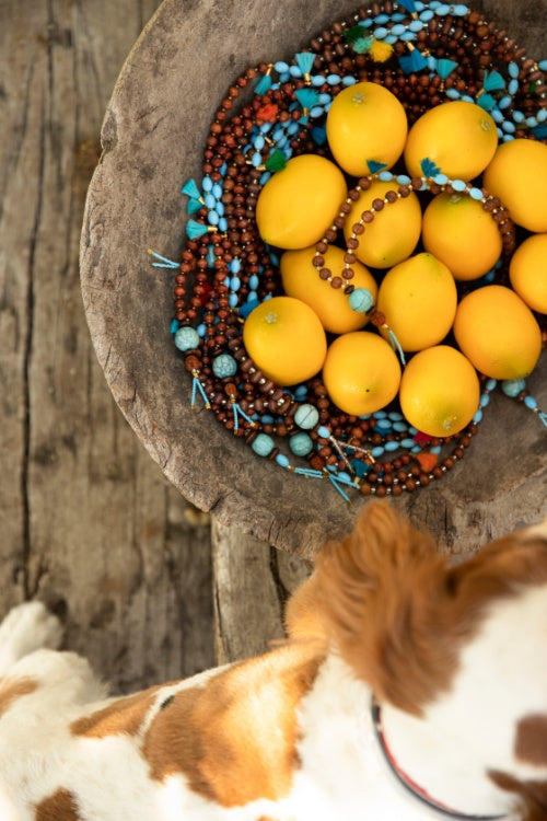 Mavi Mini Püsküllü Tahta Kolye